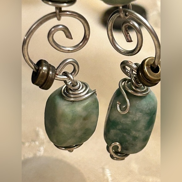 🪨Amazonite nuggets with silver wirework necklace bracelet & earrings - Picture 7 of 11